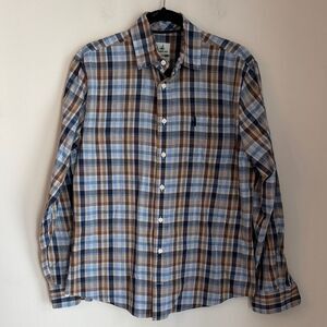 Johnnie-O Men's 100% cotton Blue hangin’ out Plaid button down Shirt medium EUC!
